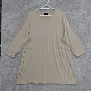 J Jill Women's XL Wearever Collection Tunic Top Light Gray Stretch 3/4 Sleeve